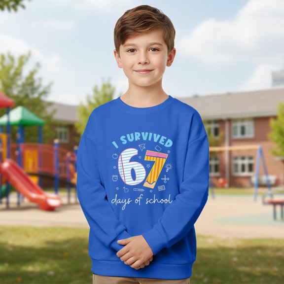 FUZHIQ 67 Funny Christmas Sweatshirts for Boy Girl 6 7 Six Seven Meme Kids Pullover Tops Cute Number Graphic Crew Neck Long Sleeve Shirt