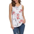 thumbnail image 1 of Pompotops Women's O-Neck Sleeveless Solid Color Printing Tops, 1 of 5