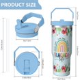 thumbnail image 4 of 30 Oz Tumbler Give the Teacher Light Blue Flowers Tumbler with Lid and Straw, Birthday Gift Cup for Friend Women Men Coffee Travel Mug Thanksgiving Day Halloween Christmas Gift Water Bottle, 4 of 7