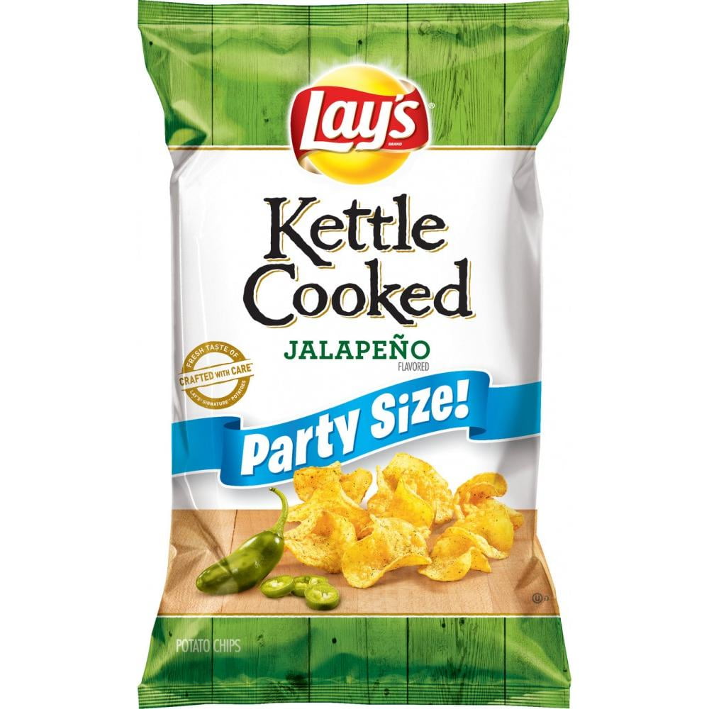 Lay's Kettle Cooked Potato Chips, Jalapeno, Party Size, 13.5 oz