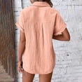 thumbnail image 4 of STETMN Women's Cotton Gauze Blouse Casual Roll Short Sleeve Shirt Collared Button Down Shirts with Pockets for Officewear, 4 of 6