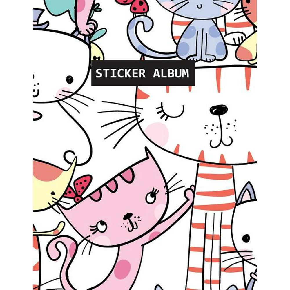 Sticker Album Blank Sticker Book Cat for Kids Large Size 8.5x11 100