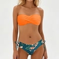thumbnail image 2 of Swimsuits for Women 2 Piece Strapless Bandeau Stylish Tankinis Set Beach Print Women Bathing Suits Orange L, 2 of 3