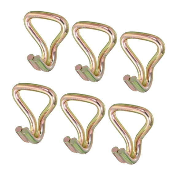 Ratchet Double J Strap Hook Load 8818 Lbs Zinc Color for 2" Tie Down Strap Webbing, 6 Pack