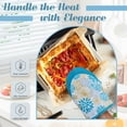 thumbnail image 3 of Howayme Ribbed Mini Oven Mitts 2-Pack Set, 5.5"x8.5", Teal Mandala Printed, Heavy Duty Cotton, Non-slip Heat Resistant Soft Silicone Oven Mitts with Hanging Loop for Cooking Kitchen Decor, 3 of 7