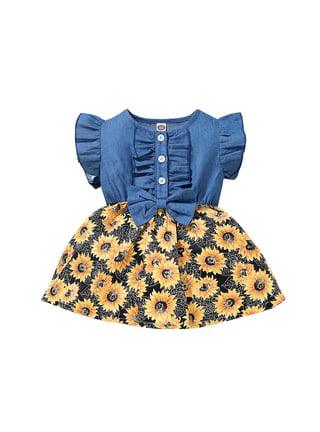 Buy Kids Toddler Baby Girls Summer Dress Outfits Ruffle Strap Sunflower  Print Tutu Skirt Sunsuit Beachwear Clothes Set (White Sunflower, 18-24  Months) at