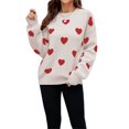 thumbnail image 2 of Hirigin Store Women's Valentine's Day Casual Knitwear Long Sleeve O Neck Heart Print Knit Sweater, 2 of 9