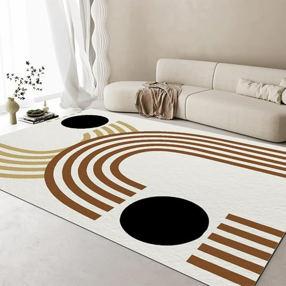 Abstract Aesthetic Art Design Area Rug, Minimalist Style Geometric Lines Living Room Rug, Non Slip Soft Balcony Carpet, Washable Low Pile Bedroom Reading Room Nursery Office Rugs 2 x 3ft