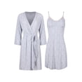 thumbnail image 1 of SofiePJ, Women's, Printed Chemise and Robe 2 Piece Sleep Pajama Set, Gray White, S, 1 of 4