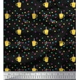 thumbnail image 1 of Soimoi Black Modal Satin Fabric Boxes & Coffee Cups Print Fabric by Yard 42 Inch Wide, 1 of 3