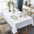 thumbnail image 3 of shiyou-White Tablecloth Square 52 x 52 Inch Jacquard Damask Table Cloth, Spill Proof Wrinkle Free Polyester Table Cloths, Washable Table Cover for Kitchen Dining, Party, Indoor, Outdoor, 3 of 4
