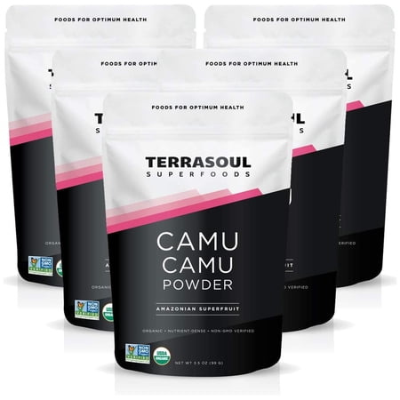 Terrasoul Superfoods Organic Camu Camu Powder, 17.5 Oz (3.5 Oz 5-Pack) - Raw | Natural Vitamin C | Immune Support