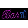 thumbnail image 1 of Cursive Bar With Wine Bottle and Glass LED Neon Sign 10 x 24 - inches, Clear Edge Cut Acrylic Backing, with Dimmer - Bright and Premium built indoor LED Neon Sign for Bar decor., 1 of 7