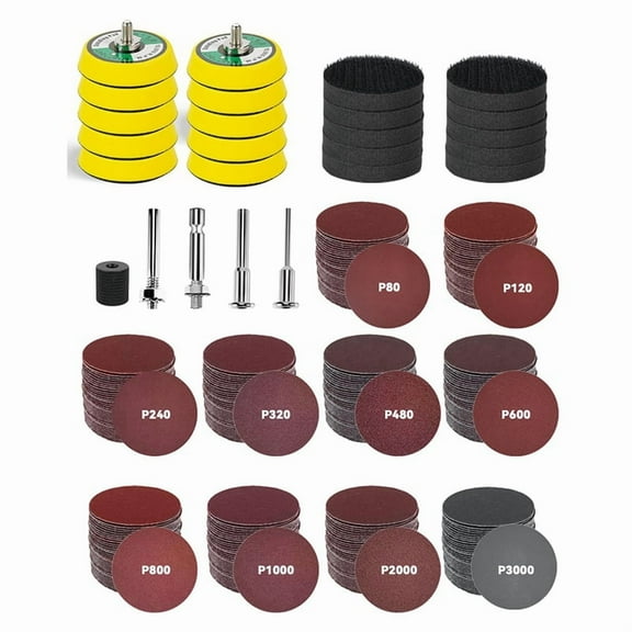 325PCS 2 Inch Hook & Loop Sanding Discs Kit for Drill Grinder Rotary Tools Quick Change Backing Plates,Sandpaper,As Shown