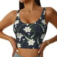 thumbnail image 2 of Picia Lilies Flowers Sports Bra for Women,Padded Strappy Sports Bras Medium Support Yoga Bra with Removable Cups,Running Yoga Bra-Small, 2 of 9