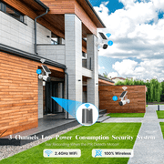 {100% Wire-Free Wireless Solar Cameras} 2-Way Audio PIR Detection Dual Antennas Outdoor Wireless Surveillance Camera System 1600P WiFi Battery Surveillance Video by OOSSXX