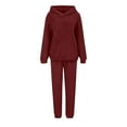 thumbnail image 4 of Sweatsuits for Women 2 Piece Outfits Solid Color Casual Crew-Neck Long Sleeved Trousers And Tight-Waist Hoodie Suit, 4 of 8