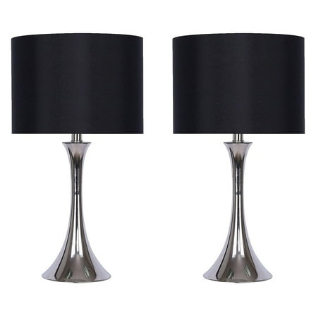 Grandview Gallery 24.25 Inch Tall Modern Metal Table Lamps, Black (Set of 2)