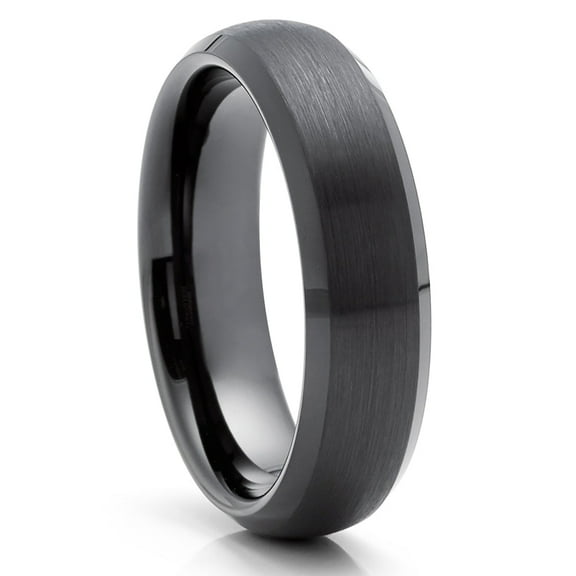 6mm Wedding Ring,Black Tungsten Ring,Dome Ring,Tungsten Carbide Ring,Black Ring,Comfort Fit Ring