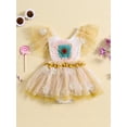 thumbnail image 2 of Suealasg Newborn Baby Girls Romper Dress Fly Sleeve Backless Flower Tie-up Tulle Bodysuit 3M 6M 12M 18M 24M Toddler Girls Summer Sweet Clothes, 2 of 9