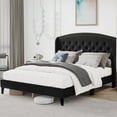 thumbnail image 3 of Huloretions Full Size Bed Frame,Strong Wood Slat Support Bed Frame With Button Tufted Upholstered No Box Spring Needed Modern Platform Bed Frame, 3 of 6