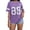 Purple, variant on Womens Tops Casual Loose Fit Letter Print Short Sleeve Versatile Streetwear Graphic Tee Soft Lightweight Comfort Everyday Blouse
