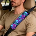 thumbnail image 5 of Xixirimido 5-Piece Car Seat Cover Set Breathable PU Leather Front Seat Covers with Seat Belt & Console Covers Universal Fit for SUV, Sedan, Truck, Gothic Skull Vibrant Floral, 5 of 8