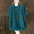 thumbnail image 4 of Cilsoka Summer Tops for Women 2026 Short Sleeve Crew Neck Linen Cotton Shirts with Pocket Plus Size Gauze Casual Dressy Blouse Outfits, 4 of 5