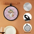 thumbnail image 6 of ZUXONGSY Cute Corgi Set of 2 Pot Holder Round Insulated Oven Gloves Kitchen Accessories Insulated Tea Pot Holder Dishwasher Safe Pot Holders Oven Mitts 2-in-1 Stylish Decor, 6 of 7