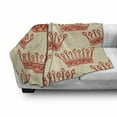 thumbnail image 3 of Queen Soft Flannel Fleece Blanket, Crowns Pattern Vintage Design Coronation Imperial Kingdom Nobility Theme, Cozy Plush for Indoor and Outdoor Use, 50" x 70", Grey Yellow Vermilion, by Ambesonne, 3 of 6