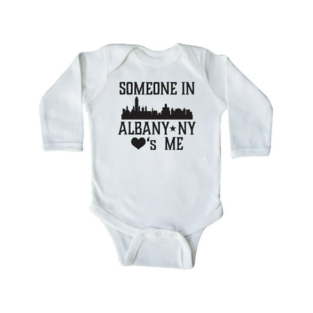 

Inktastic Albany New York Skyline Someone Loves Me Gift Baby Boy or Baby Girl Long Sleeve Bodysuit