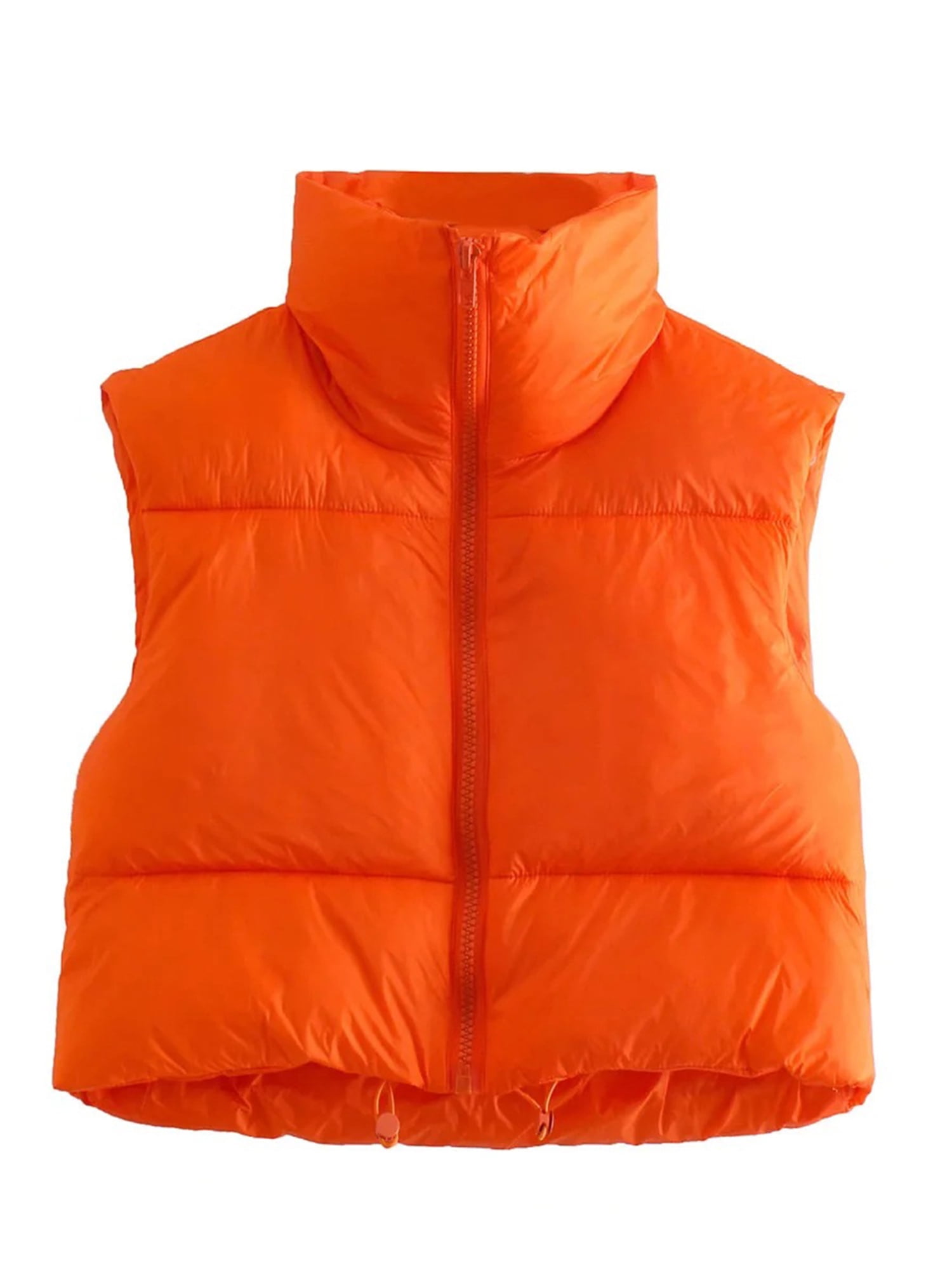 Xsylife Women's Quilted Down Vest Drawstring Full-Zip Cropped Puffer Vest  Waistcoat