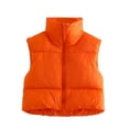 thumbnail image 2 of wsevypo Women Y2K Winter Crop Puffer Vest Warm Lightweight Sleeveless Down Jacket Full-Zip Stand Collar Padded Gilet, 2 of 5