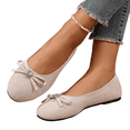 thumbnail image 2 of Domzle Flats for Women Bowknot Round Toe Dress Shoes Dressy Ballet Flats Comfortable Lightweight Slip On Shoes for Office White US-5.5, 2 of 6