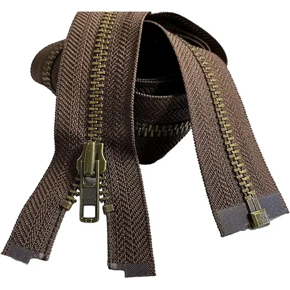 YKK #7 14 Inch to 36 Inch Antique Brass Separating Jacket Zipper Heavy Duty Metal Zippers for Sewing Coats Crafts -Color Black, Beige, Brown, or Navy (Brown - 570, 20 Inches)