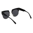 thumbnail image 4 of Womens Half Rim Eyebrow Horn Round Retro Sunglasses Black Silver Silver Mirror, 4 of 4