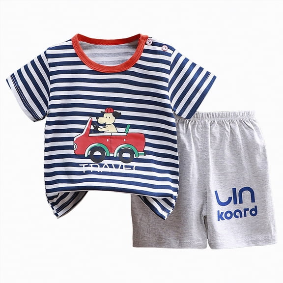 TOWED22 Infant Baby Boy Clothes 2pcs Short Sleeve Round Neck Top Shirt Casual Pocket Shorts Truck Outfits(Grey,3-4 Y)