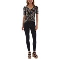 thumbnail image 3 of Bcx Juniors’ Puff-Shoulder Twist-Hem Top, Black multi, Medium, 3 of 3