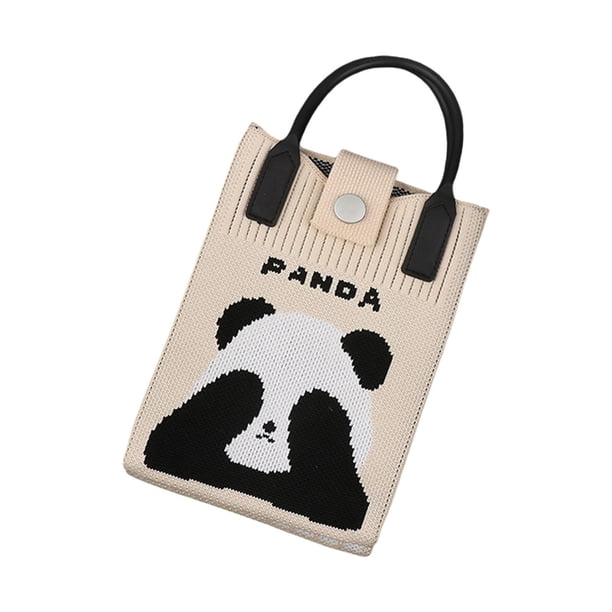 Bolso de punto para teléfono, adorable, suave, portátil, ligero, festivo, bandolera para teléfono Beige