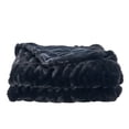 thumbnail image 3 of Black Faux Fur Reversible Throw Blanket for Couch or Chair, 50" x 60", 3 of 5