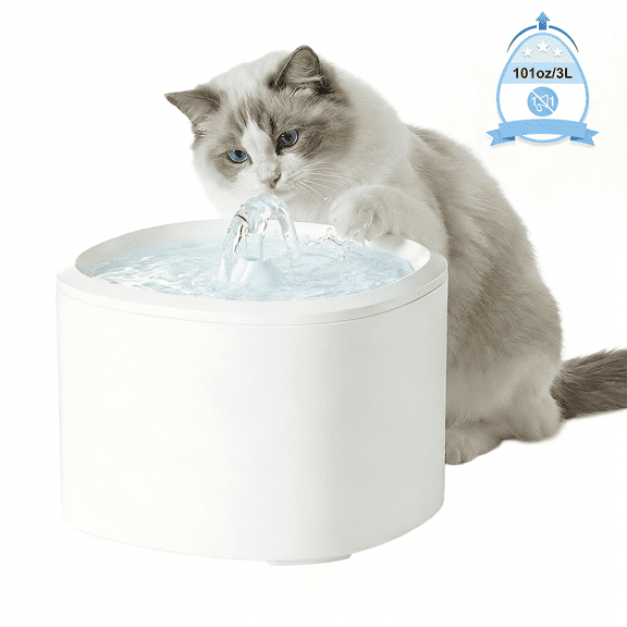 Cat Water Fountain,101oz/3L Cat Fountain for Drinking Automatic Cat Water Dispenser Bowl for Pets& Small Animals