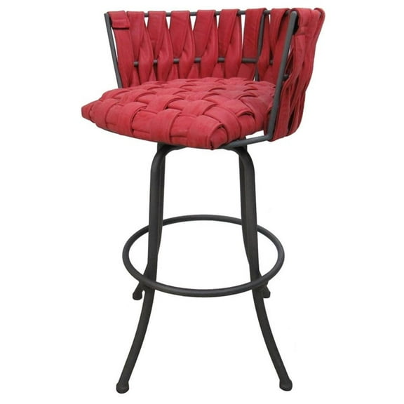 Metalona Counter 26" Metal Bar Stool - Red Vinyl - Grey Base