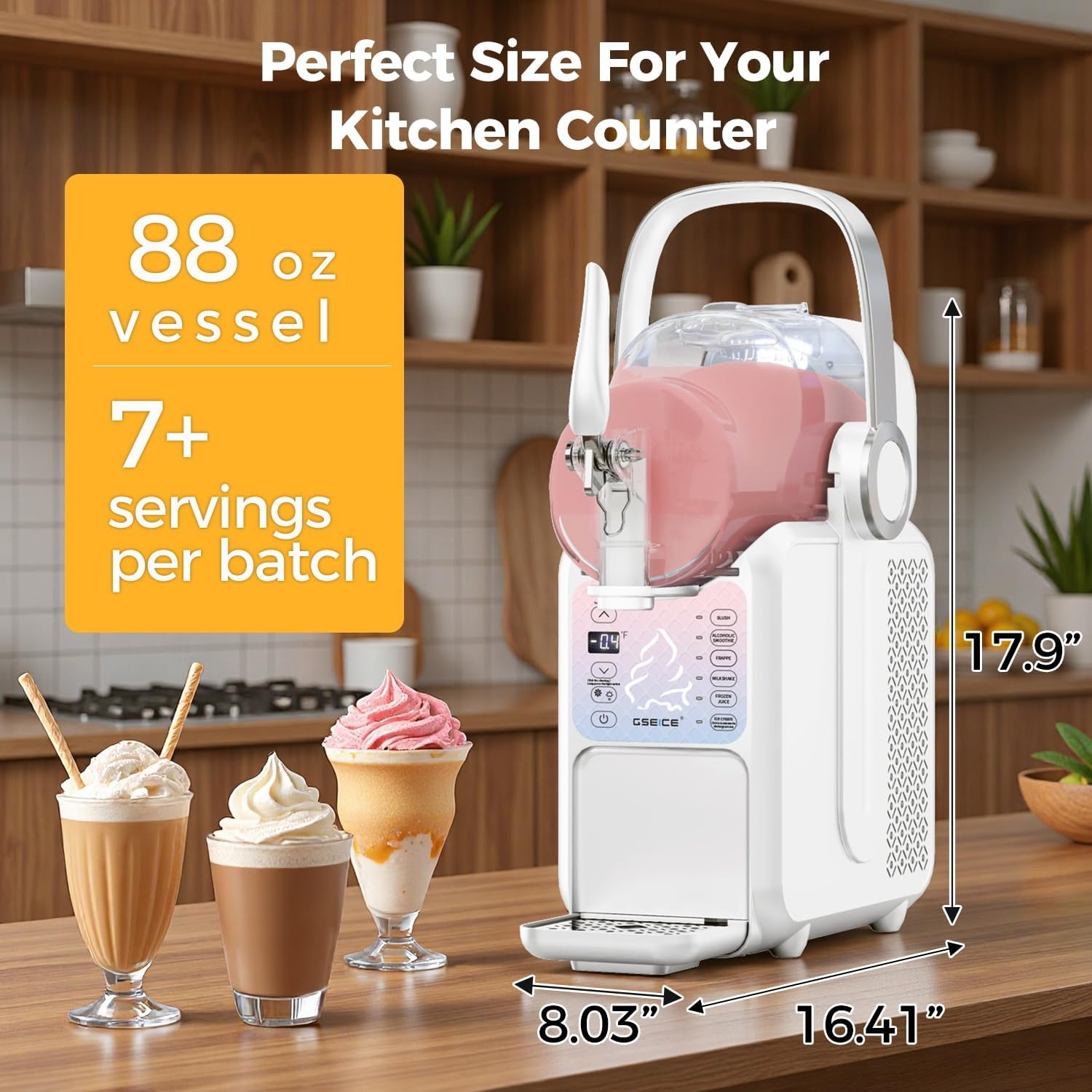 GSEICE 88oz Slushie Machine & Soft Serve Ice Cream Maker 2-IN-1, No Ice Needed Slushy Maker For Home, 6 Preset for Smoothies, Milkshakes, Cocktails, Frappés, Margarita, and Ice Cream