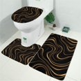 thumbnail image 2 of Black Gold Wave Marble Pattern Bathroom Rugs Sets 3 Piece,Toilet Cover Set,Absorbent Non Slip Bathroom Mats Sets with U-Shaped Contour Rug Toilet Rug Set, 2 of 5