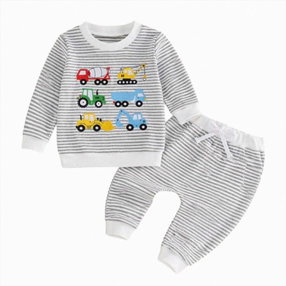 TOWED22 Newborn Baby Boy Fall Clothes Long Sleeve Round Neck Print Graphic Sweatshirt Top Long Pants Cute Toddler Winter Outfits