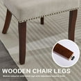 thumbnail image 6 of Mid Century Dining Chairs Set of 2, Farmhouse Linen Fabric Upholstered Accent Chair Curved Backrest with Copper Nails Around,Kitchen Chairs with Hardwood Frame, 6 of 8