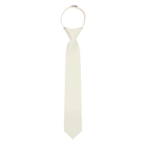 Jacob Alexander Boys' 14 inch Solid Color Pre-Tied Zipper Neck Tie - Ivory Cream