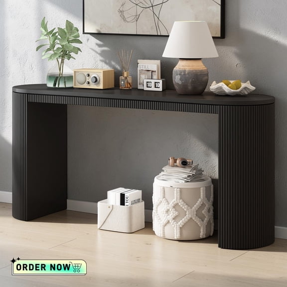 Tcbosik 59.2" Console Table, Narrow Entryway Table, Accent Sofa Table for Living Room, Foyer, Hallway, Black