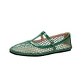 thumbnail image 2 of Samdudou Mary Jane Shoes for Women Closed Toe Flat Sandals Breathable Hollow Out Fishnet Mesh T Strap Buckle Vintage Casual Walking Footwear for Office Street, 2 of 8
