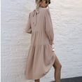 thumbnail image 6 of Spring Savings Clearance Lindreshi Fall Dresses for Women 2023 Homecoming Dresses Women Fashion Casual Solid Long Sleeve Round Neck Irregular Skirt Dress, 6 of 6